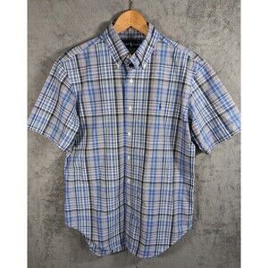 Ralph Lauren Classic Fit Oxford Shirt Sz M Plaid Pony Button Down Short Sleeve
